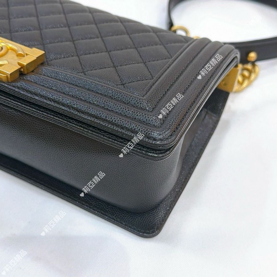 莉亞精品♡ CHANEL A67086 Boy25 黑荔枝金 二手美包-8