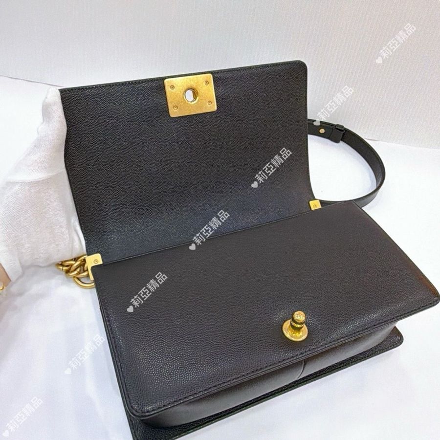 莉亞精品♡ CHANEL A67086 Boy25 黑荔枝金 二手美包-10
