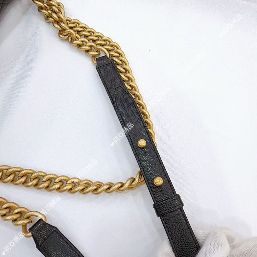 莉亞精品♡ CHANEL A67086 Boy25 黑荔枝金 二手美包-15