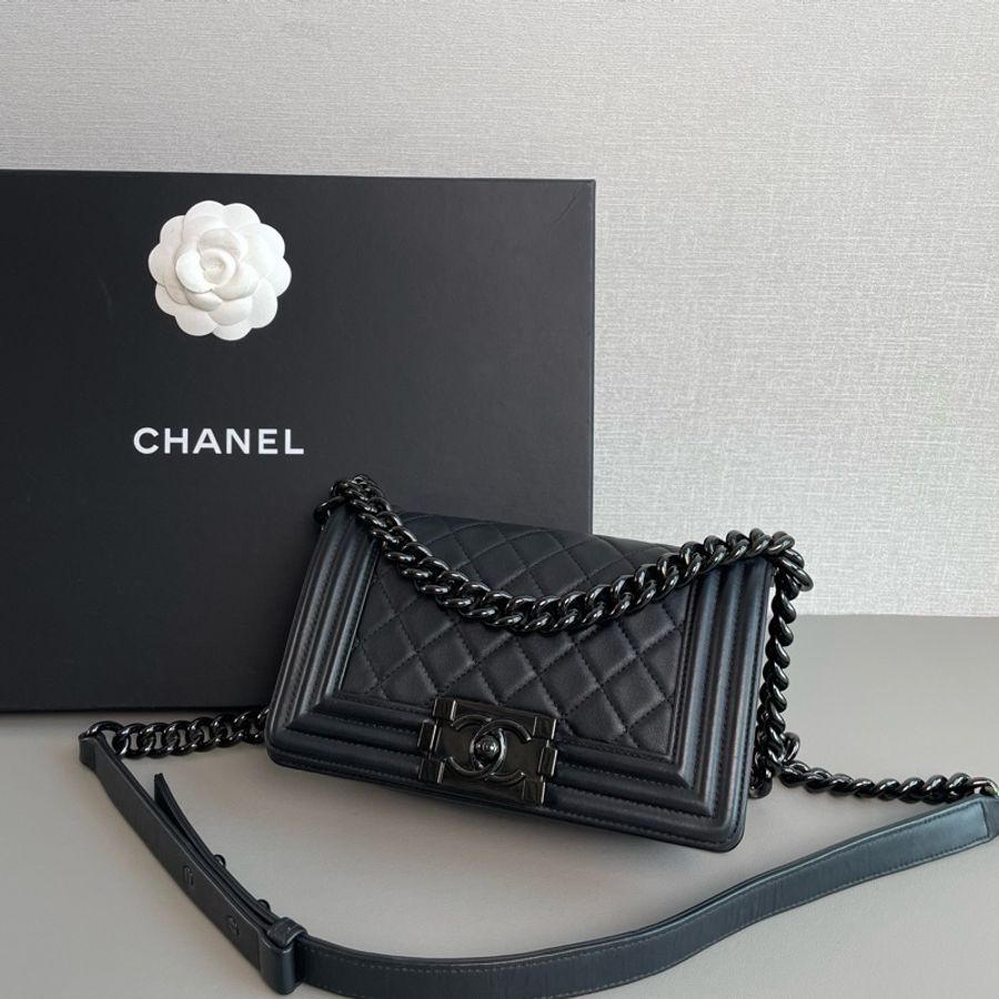 💎Chanel香奈兒|leboy 小號 so black黑色牛皮 斜挎包|98新 25開無卡-3
