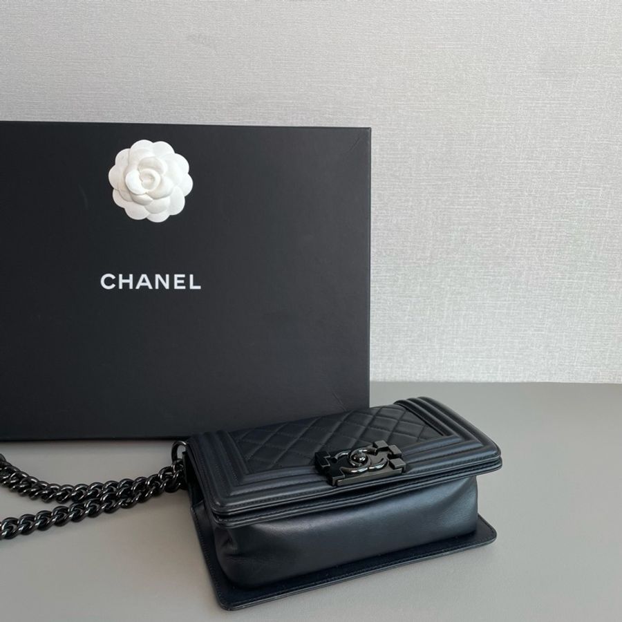 💎Chanel香奈兒|leboy 小號 so black黑色牛皮 斜挎包|98新 25開無卡-5
