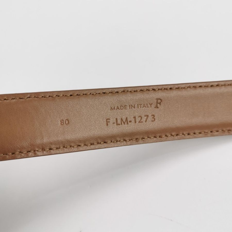 Celine Triomphe牛皮純色凱旋門Logo金屬扣腰帶皮帶-3
