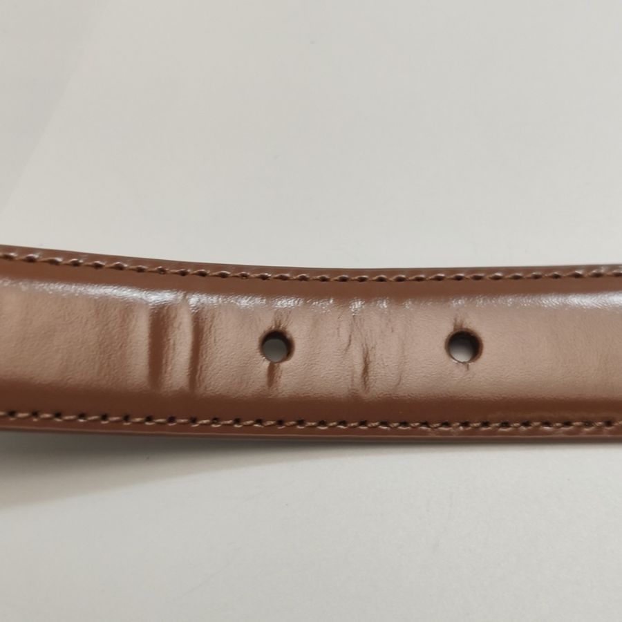Celine Triomphe牛皮純色凱旋門Logo金屬扣腰帶皮帶-6