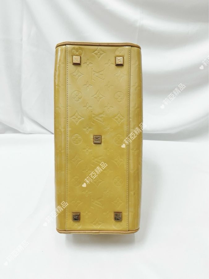 莉亞精品♡ LV M91103 壓紋漆皮保齡球包 黃色 二手-6