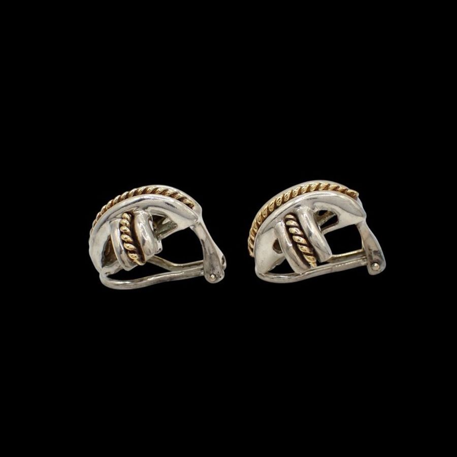 Tiffany & Co.日本中古十字耳環 925 K18金-4