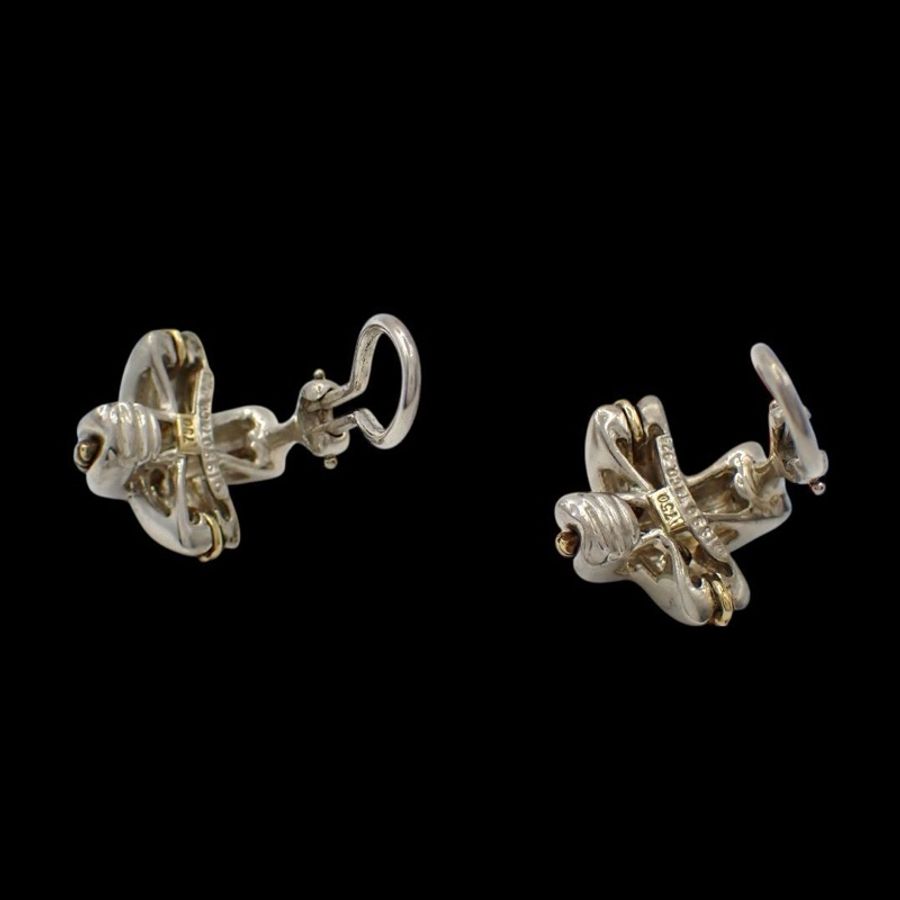 Tiffany & Co.日本中古十字耳環 925 K18金-5