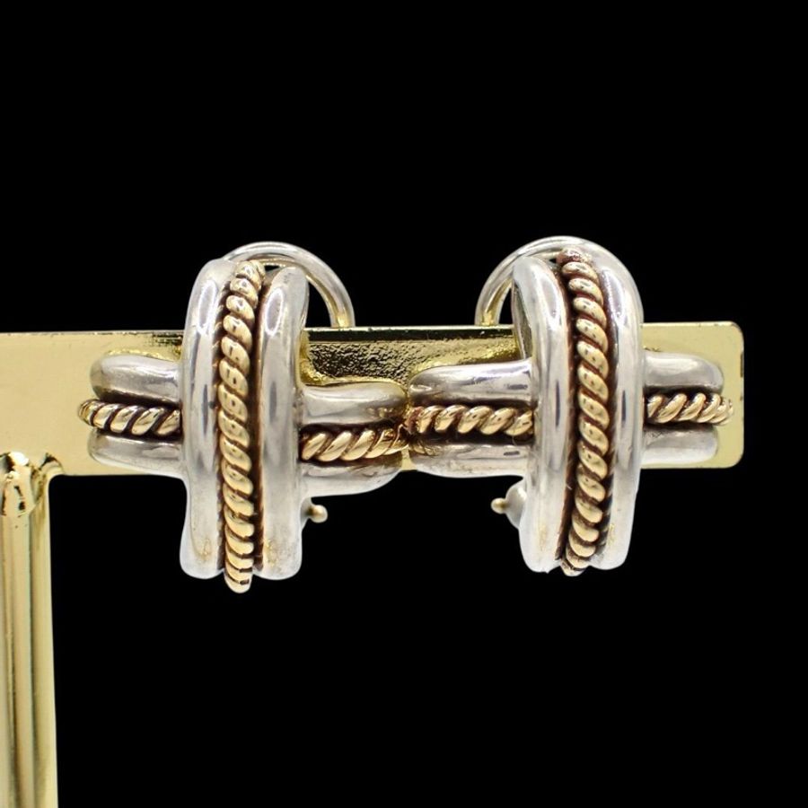 日本美品Tiffany & Co.十字耳夾 925 /K18-1
