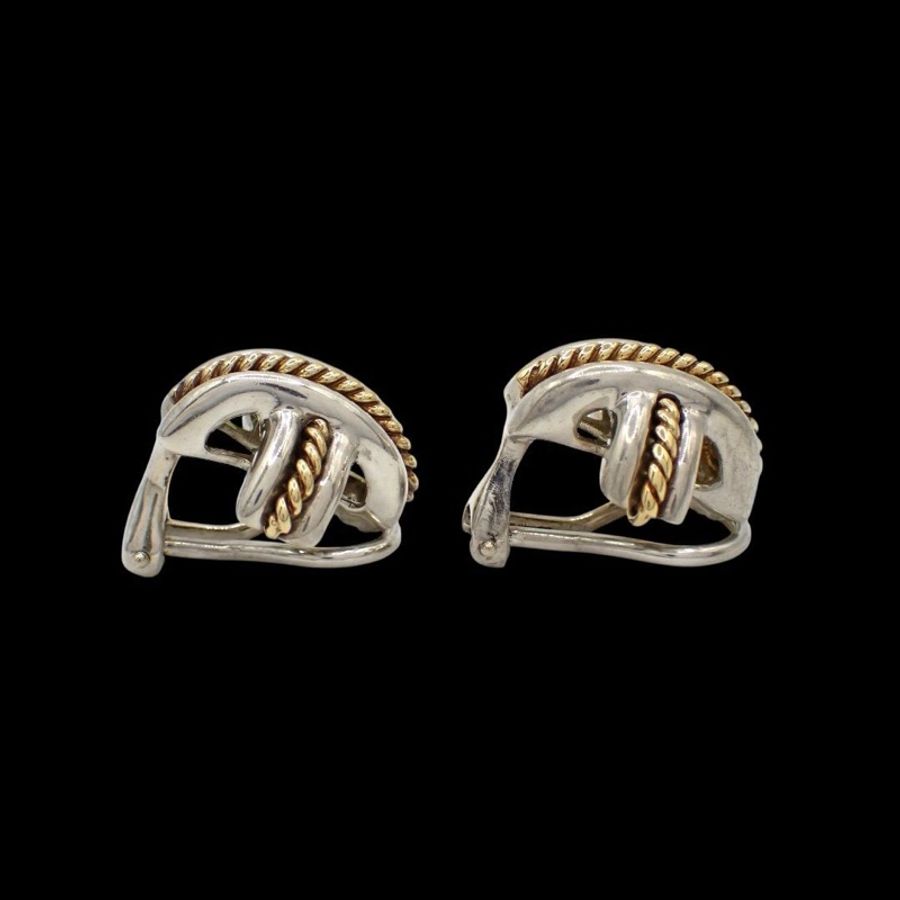 日本美品Tiffany & Co.十字耳夾 925 /K18-2