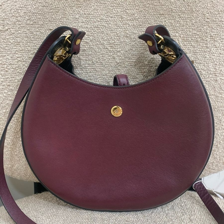 Loewe 羅意威 Joyce 酒紅色月牙包 小號 底長23-4