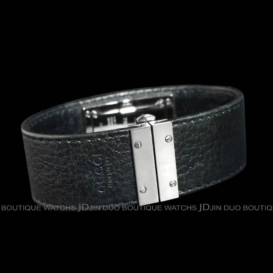 金鐸精品~2553 GUCCI古馳7800S系列長方形黑色皮環式石英女用腕錶-2