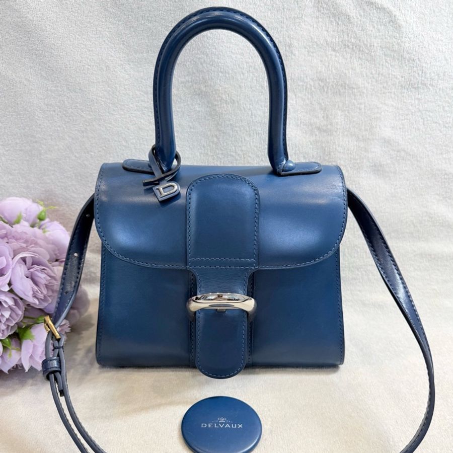 德爾沃Delvaux Brilliant藍色小號手提包-0