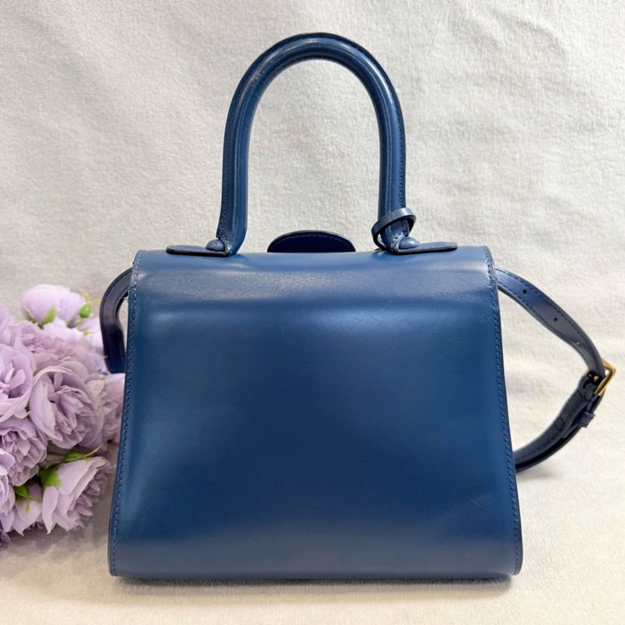 德爾沃Delvaux Brilliant藍色小號手提包-3