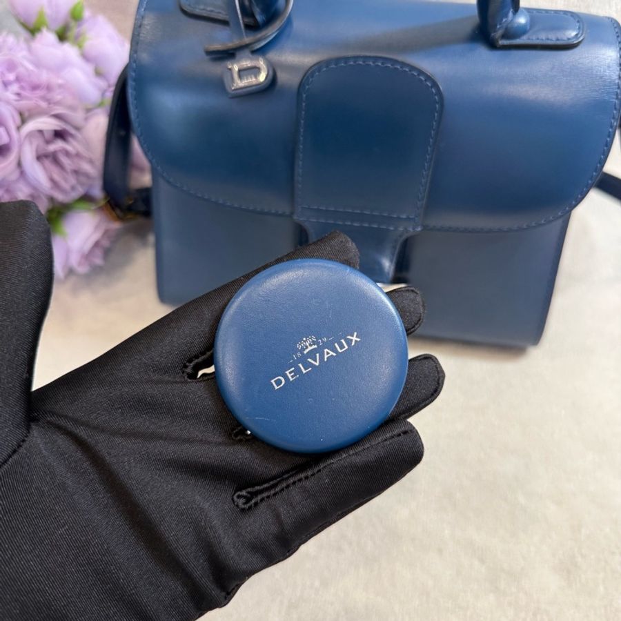德爾沃Delvaux Brilliant藍色小號手提包-6