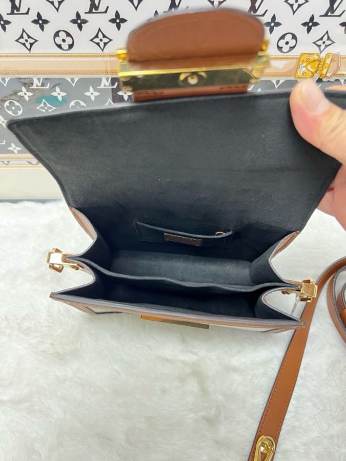 lv達芙妮小號 顆粒紋拼色全皮金色五金 單肩斜挎兩用。-5