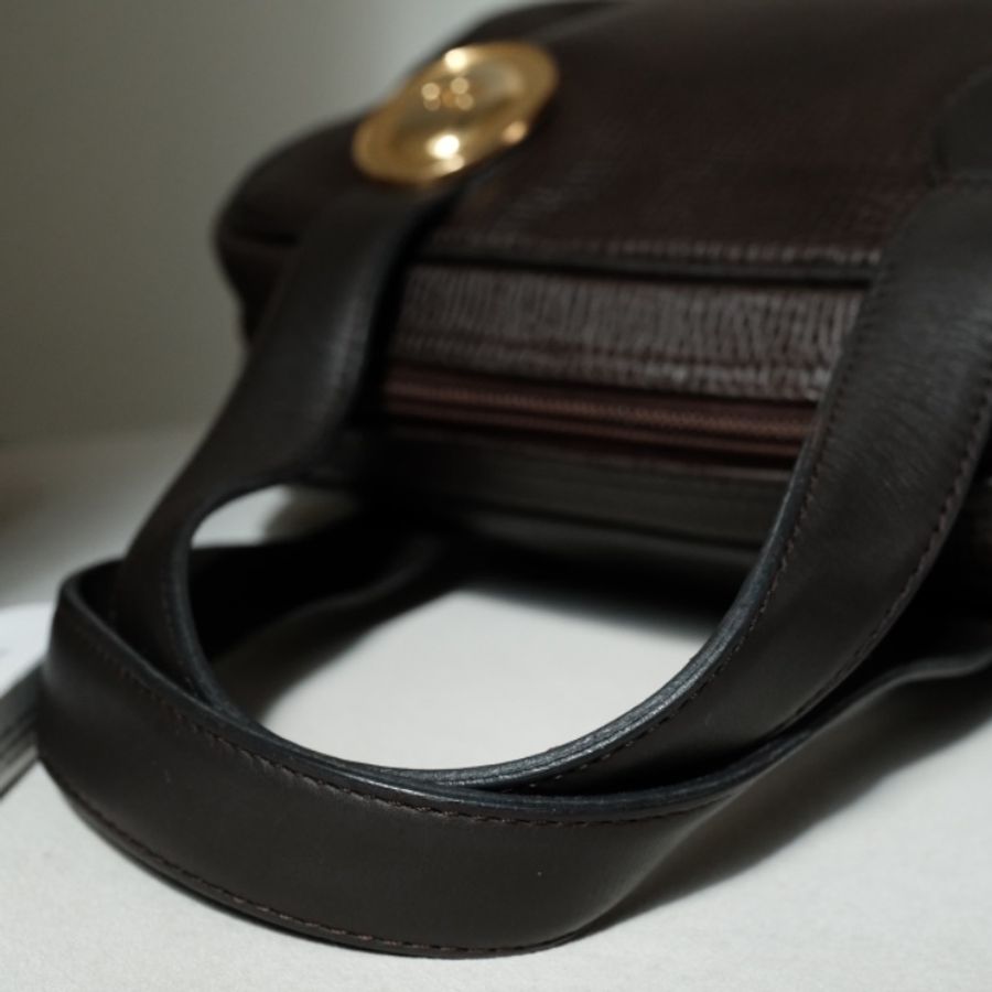 Dior Vintage 1980s 經典橢圓 CD 金標 蜥蜴壓紋皮革手提包-7