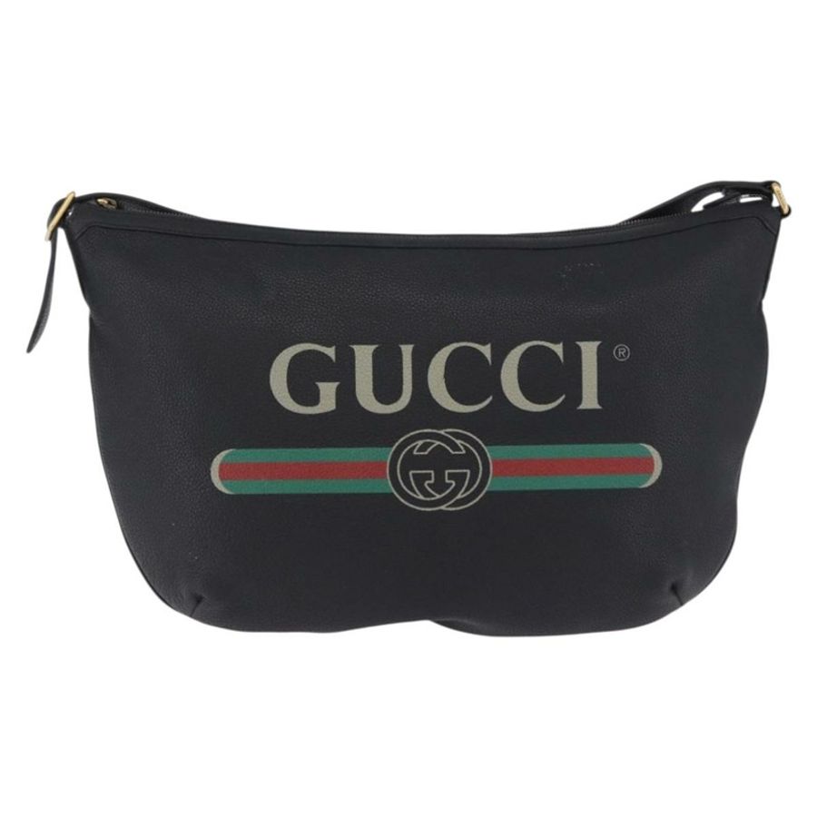 【日本直送】GUCCI 黑色金色皮革單肩包 523588 正品 192702A-12