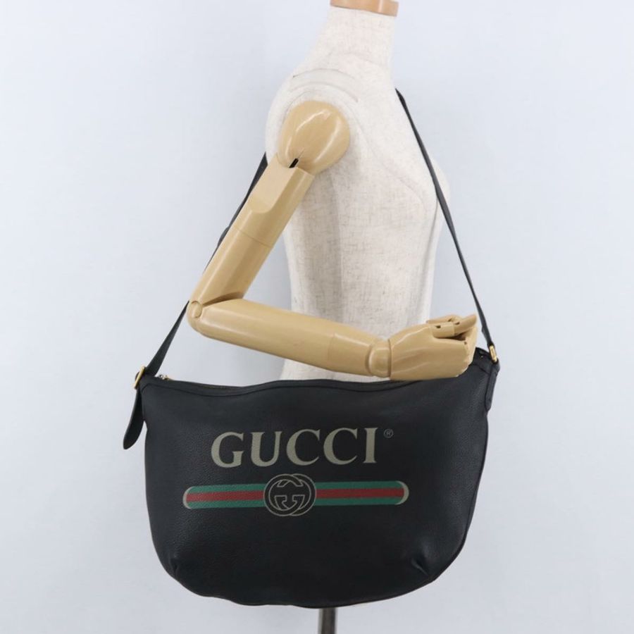 【日本直送】GUCCI 黑色金色皮革單肩包 523588 正品 192702A-21