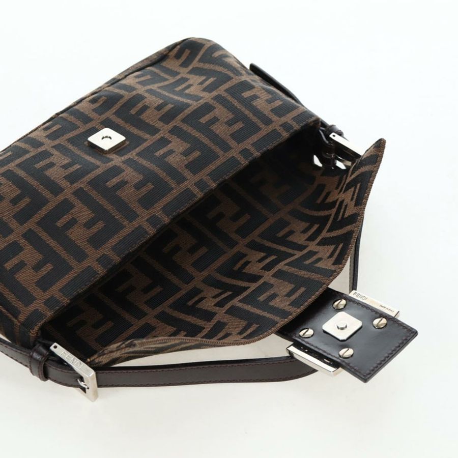 【日本直送】FENDI Zucca帆布Mamma Baguette單肩包 棕色/黑色 正品 192625SAM-19