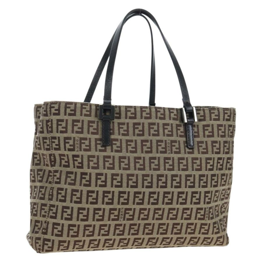 【日本直送】FENDI Zucchino帆布手提包 米色 銀色 正品 191868V-0