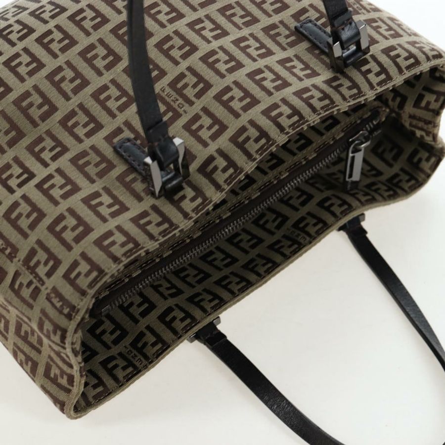 【日本直送】FENDI Zucchino帆布手提包 米色 銀色 正品 191868V-5