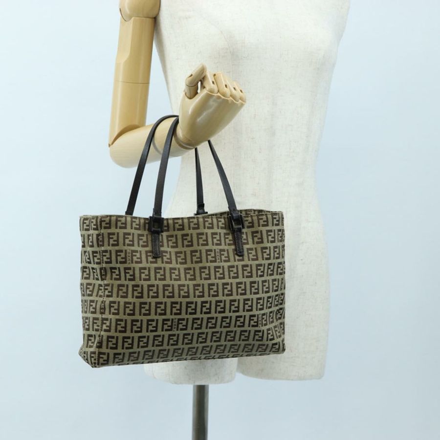 【日本直送】FENDI Zucchino帆布手提包 米色 銀色 正品 191868V-21