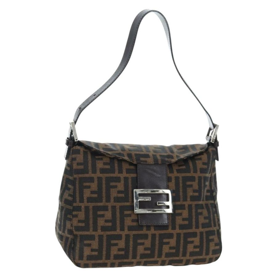 【日本直送】FENDI Zucca帆布Mamma Baguette單肩包 棕色/黑色 正品 192220V-0
