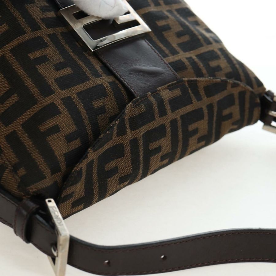 【日本直送】FENDI Zucca帆布Mamma Baguette單肩包 棕色/黑色 正品 192220V-5