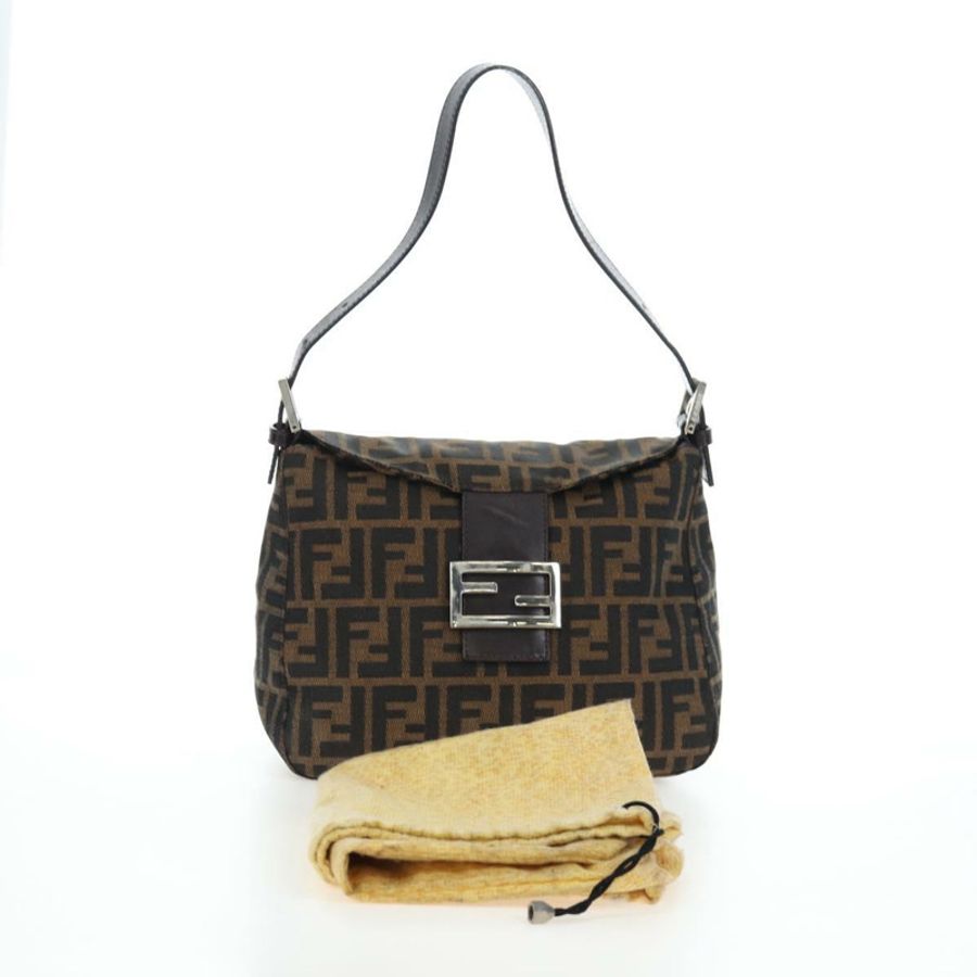 【日本直送】FENDI Zucca帆布Mamma Baguette單肩包 棕色/黑色 正品 192220V-11