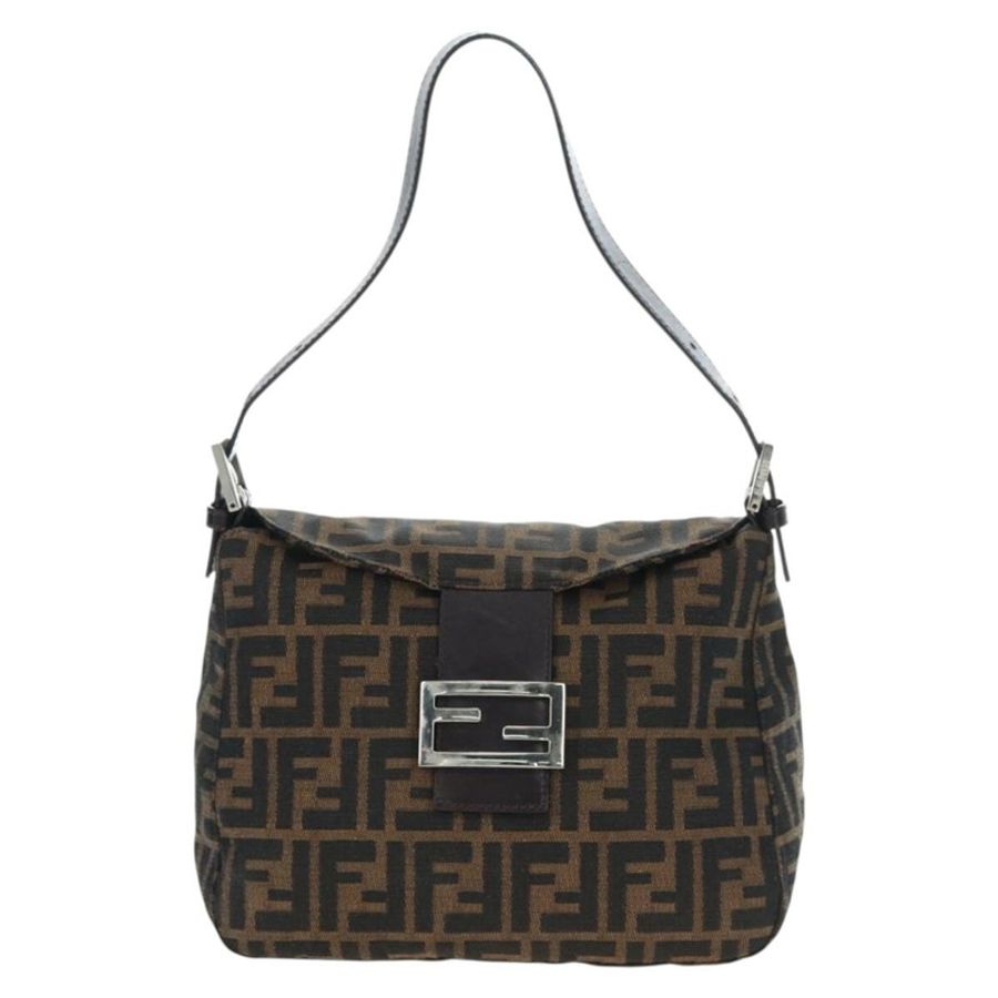【日本直送】FENDI Zucca帆布Mamma Baguette單肩包 棕色/黑色 正品 192220V-12