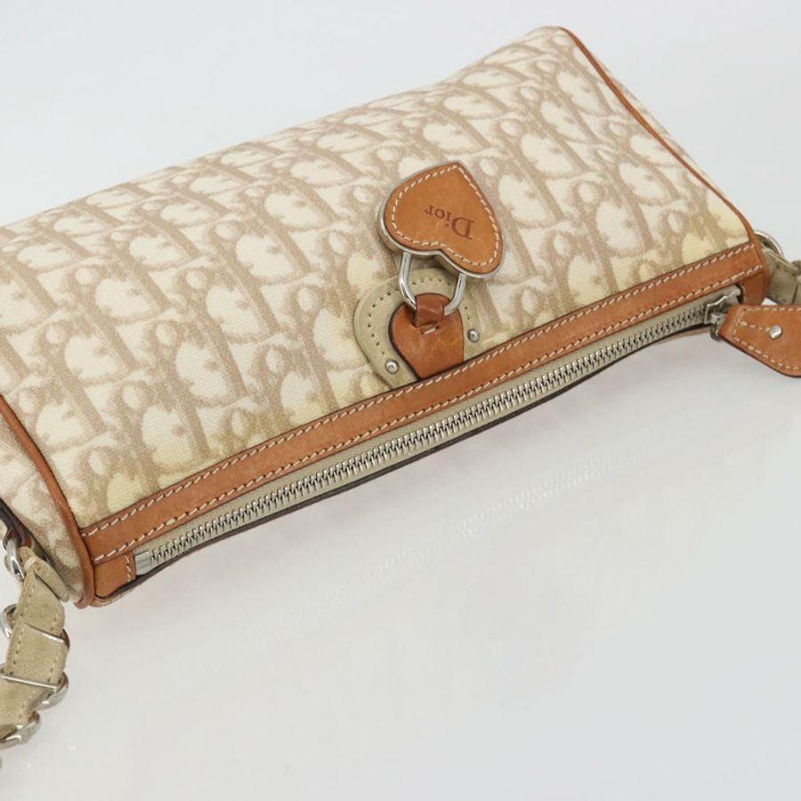 【日本直送】Christian Dior Trotter帆布浪漫單肩包 PVC象牙銀色 正品 190263A-5