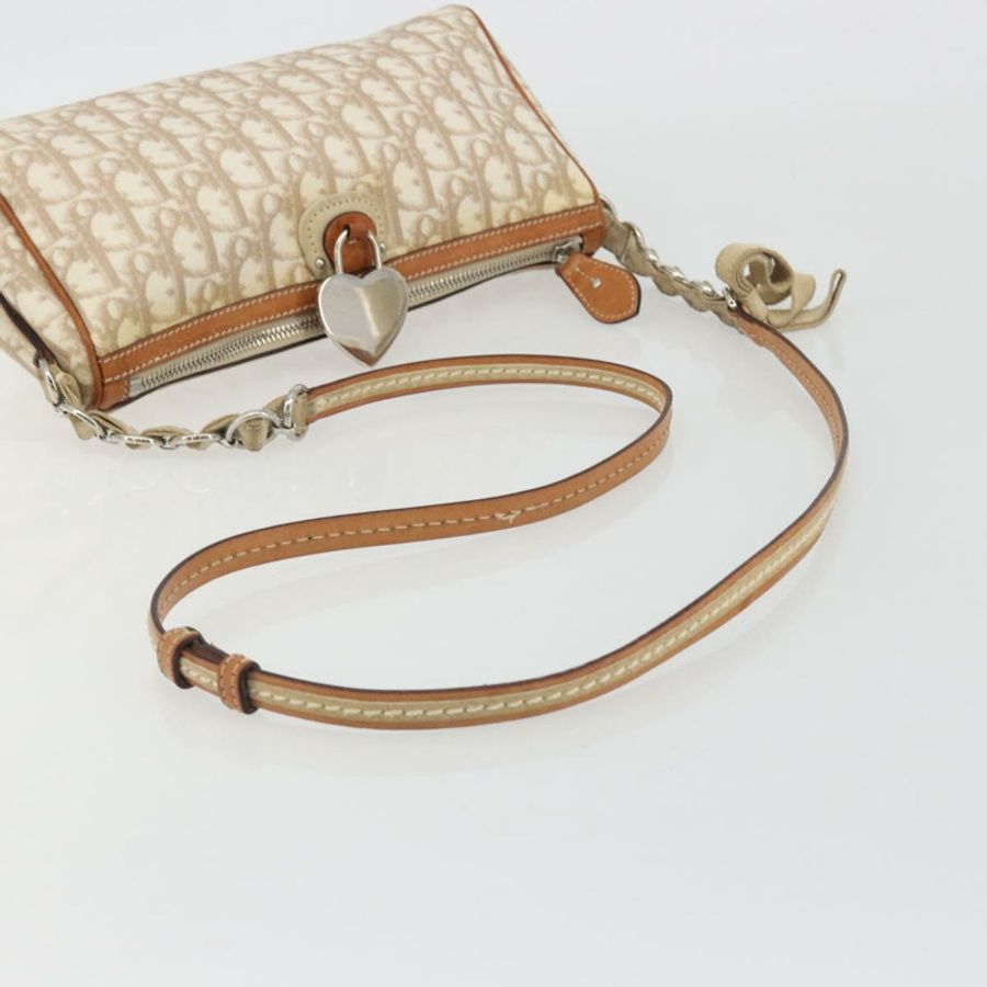 【日本直送】Christian Dior Trotter帆布浪漫單肩包 PVC象牙銀色 正品 190263A-6