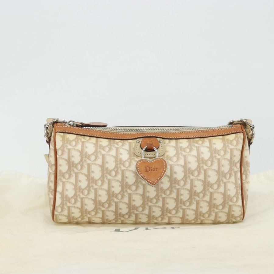 【日本直送】Christian Dior Trotter帆布浪漫單肩包 PVC象牙銀色 正品 190263A-11