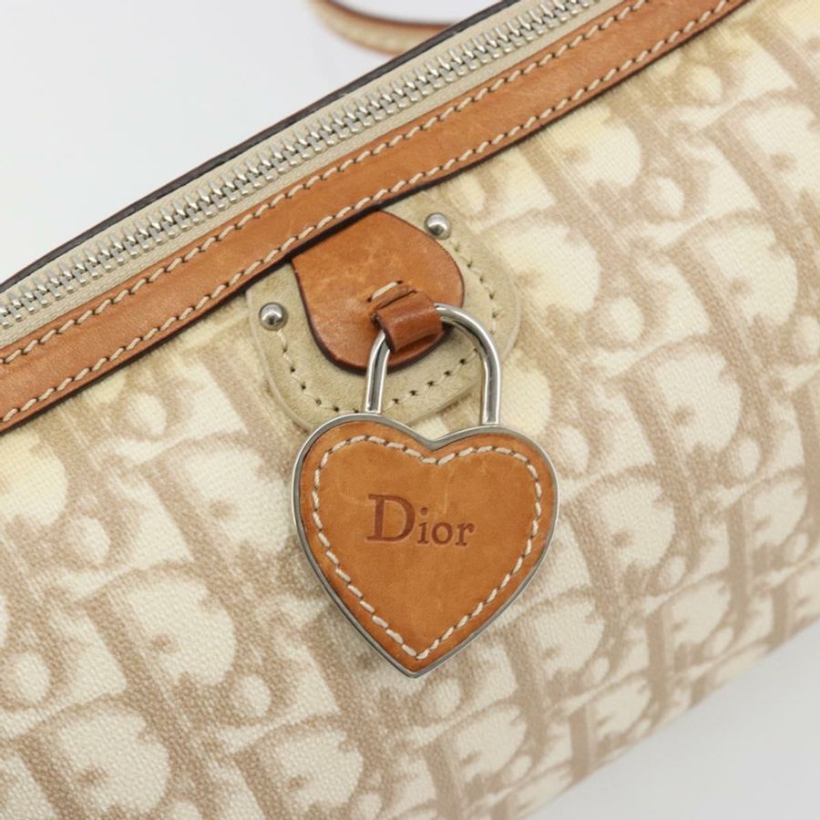 【日本直送】Christian Dior Trotter帆布浪漫單肩包 PVC象牙銀色 正品 190263A-17