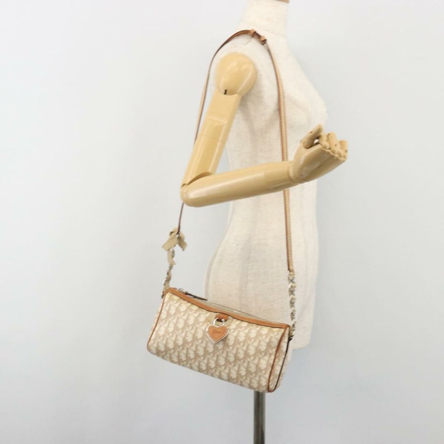 【日本直送】Christian Dior Trotter帆布浪漫單肩包 PVC象牙銀色 正品 190263A-23