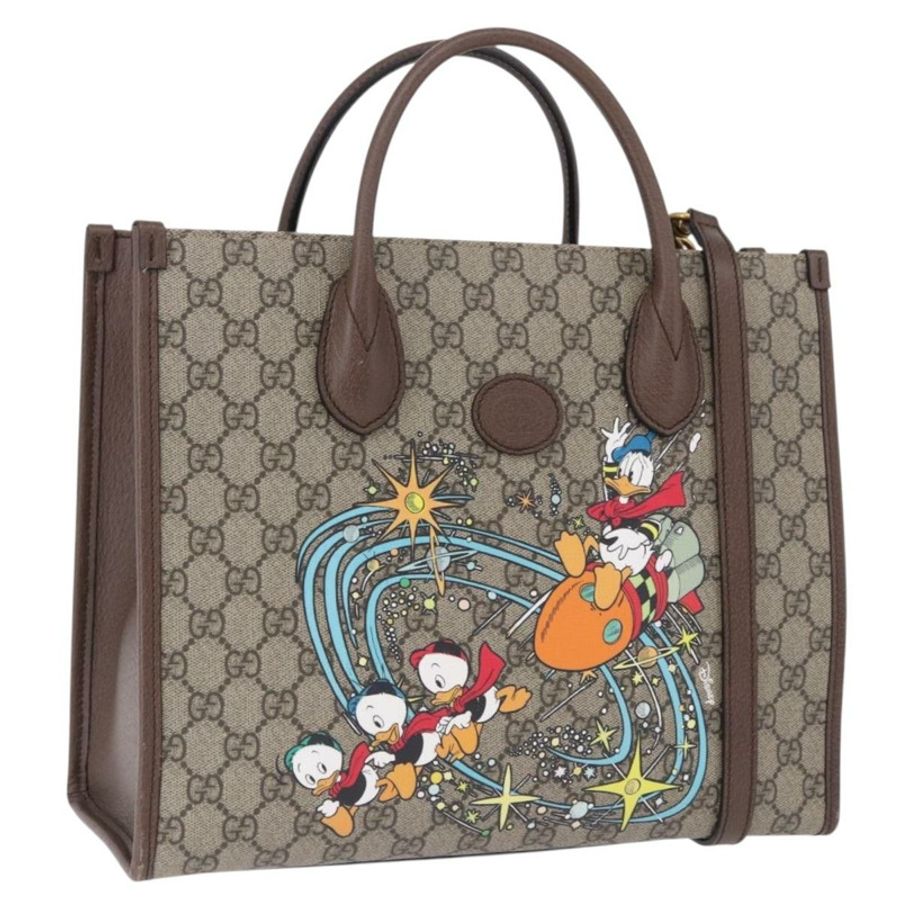 【日本直送】GUCCI GG Supreme 唐老鴨手提包 PVC 兩用 米色 金色 648134 正品 BA14327M-0