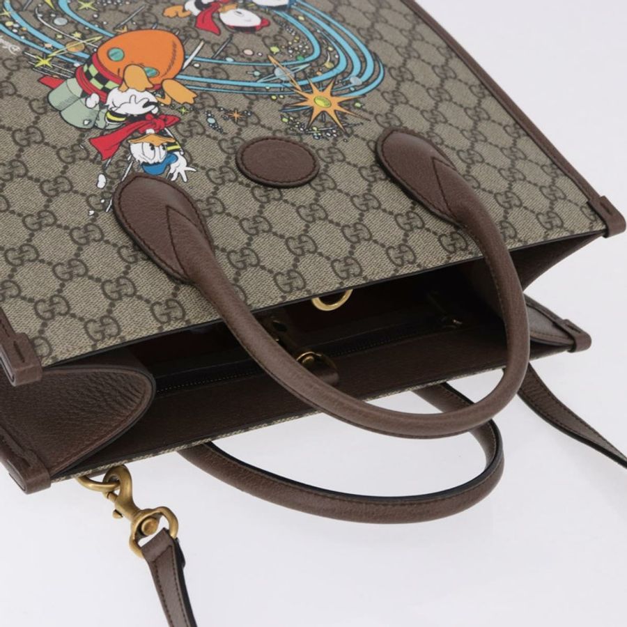 【日本直送】GUCCI GG Supreme 唐老鴨手提包 PVC 兩用 米色 金色 648134 正品 BA14327M-6