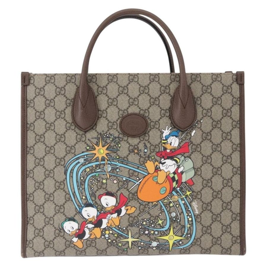 【日本直送】GUCCI GG Supreme 唐老鴨手提包 PVC 兩用 米色 金色 648134 正品 BA14327M-12