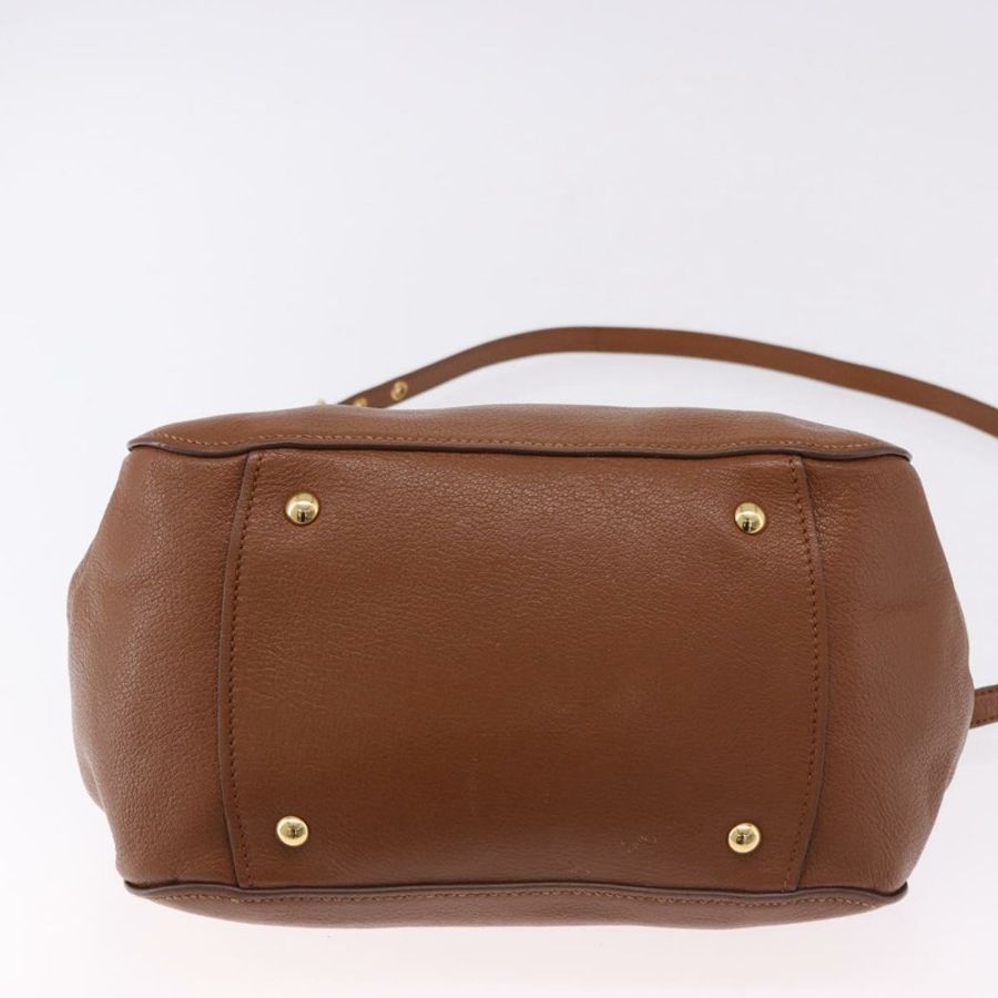 【日本直送】Miu Miu Madras 手提包 皮革 兩用 棕色 金色 正品 192697V-4