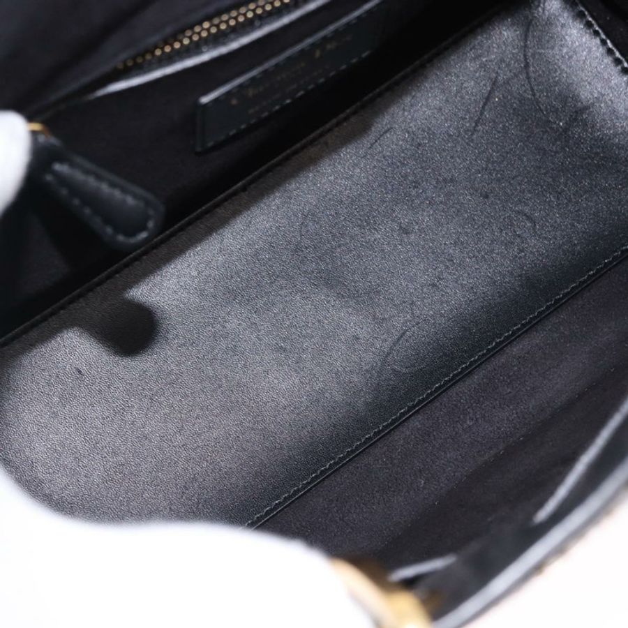 【日本直送】Christian Dior Lady Dior 鉚釘手提包 皮革 2way 黑色金色 Auth ki6712M-9