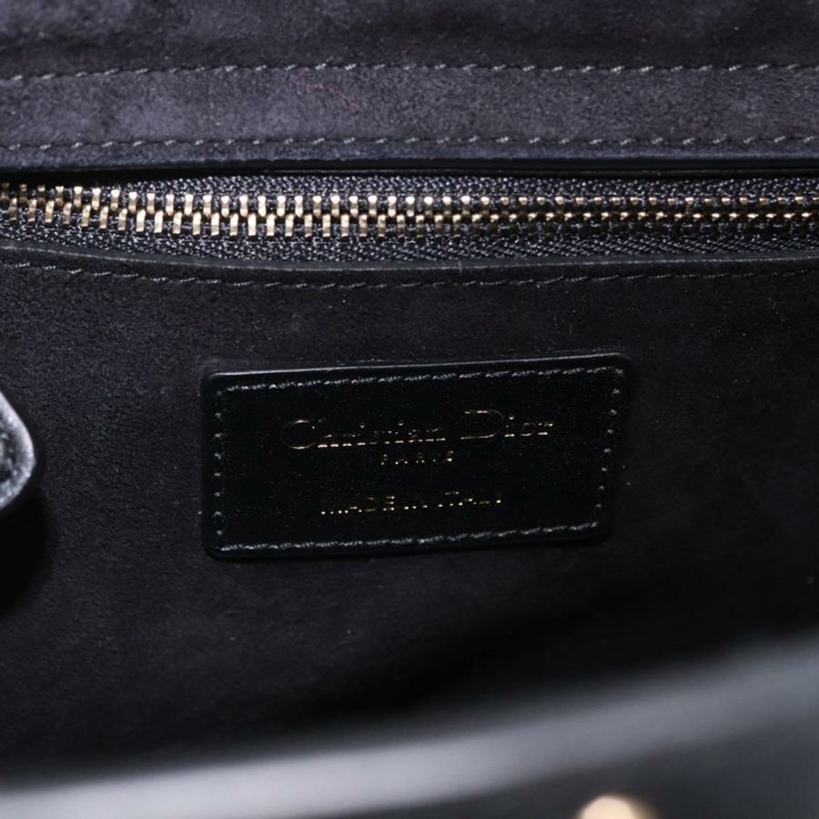 【日本直送】Christian Dior Lady Dior 鉚釘手提包 皮革 2way 黑色金色 Auth ki6712M-21