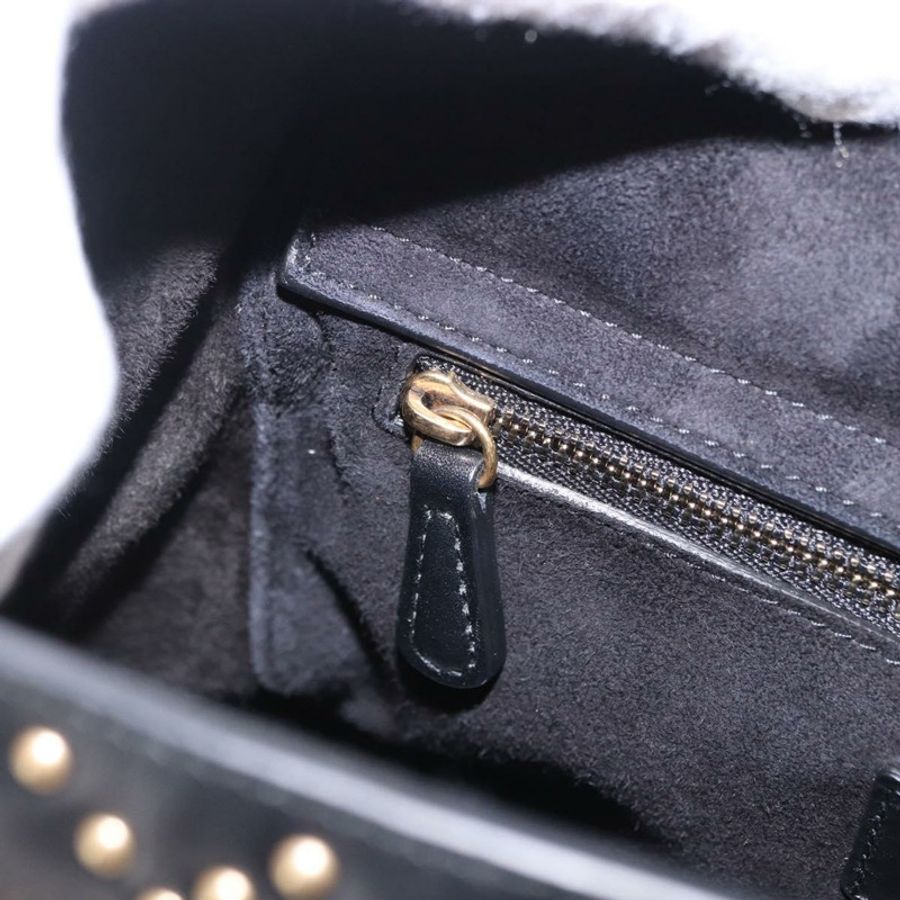 【日本直送】Christian Dior Lady Dior 鉚釘手提包 皮革 2way 黑色金色 Auth ki6712M-24