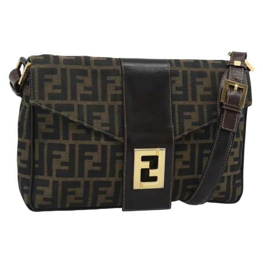 【日本直送】FENDI Zucca帆布單肩包 棕色/黑色 正品 193148V-0