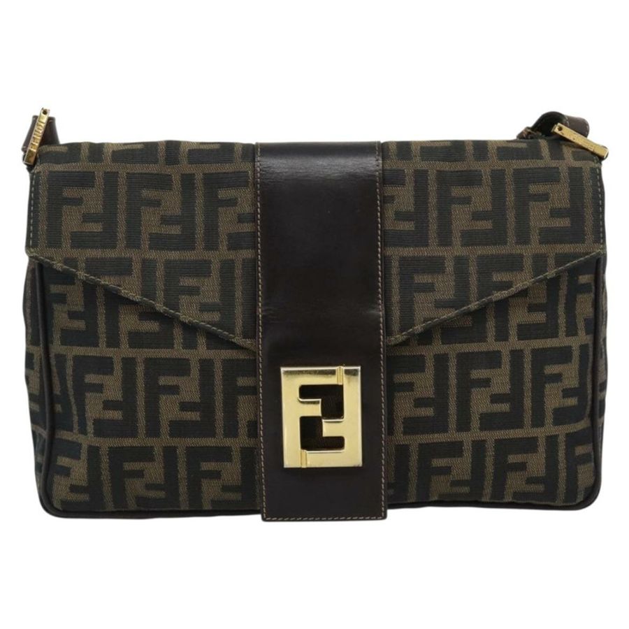 【日本直送】FENDI Zucca帆布單肩包 棕色/黑色 正品 193148V-12