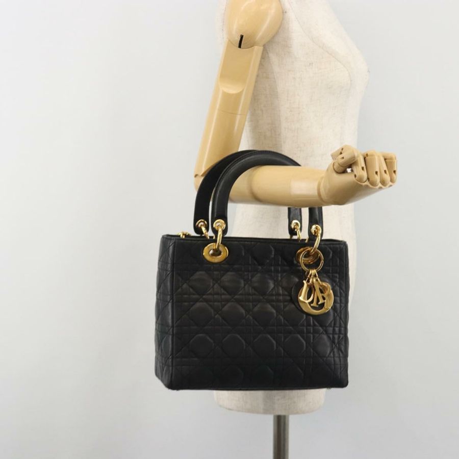 【日本直送】Christian Dior Canage 手袋,羊皮材質,黑色,金色,正品,貨號 193978A-22