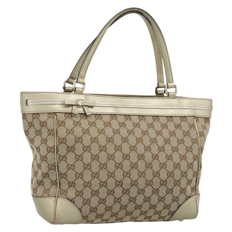 【日本直送】GUCCI GG帆布手提包 米色 金色色調 257061 正品 ka5360V-0