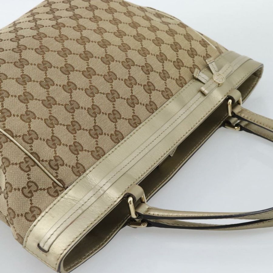 【日本直送】GUCCI GG帆布手提包 米色 金色色調 257061 正品 ka5360V-5
