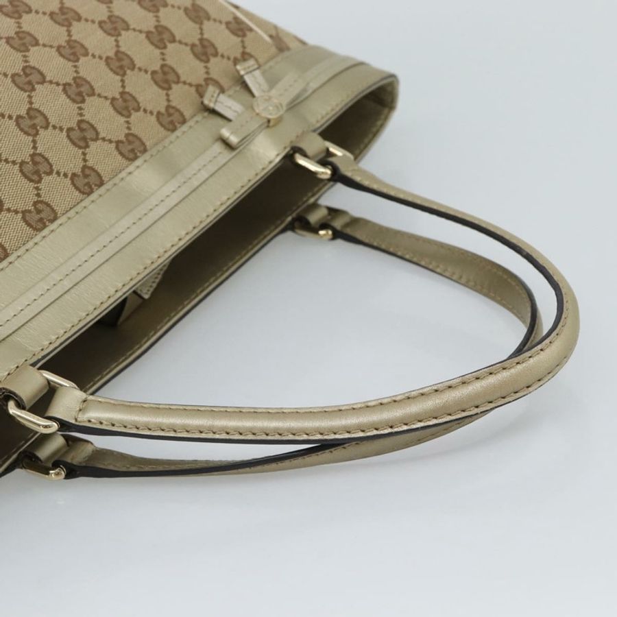 【日本直送】GUCCI GG帆布手提包 米色 金色色調 257061 正品 ka5360V-6