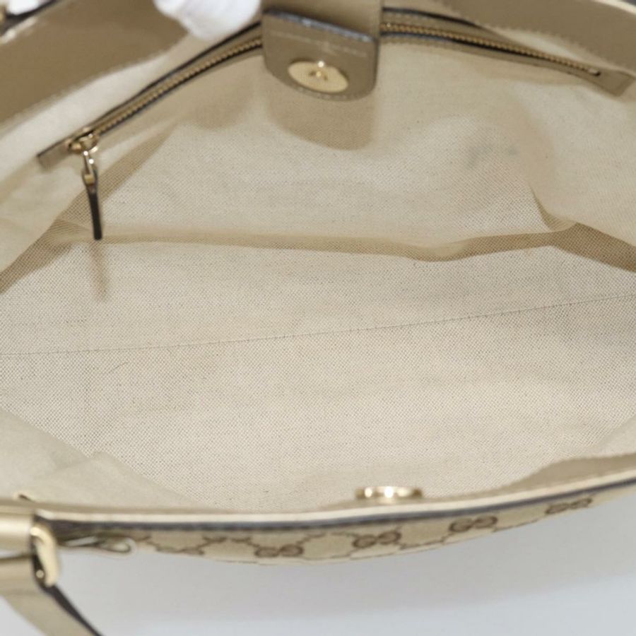 【日本直送】GUCCI GG帆布手提包 米色 金色色調 257061 正品 ka5360V-10