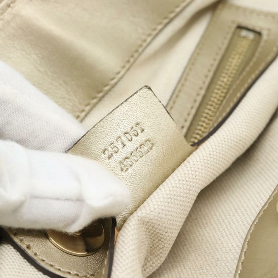 【日本直送】GUCCI GG帆布手提包 米色 金色色調 257061 正品 ka5360V-11