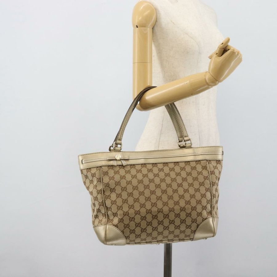 【日本直送】GUCCI GG帆布手提包 米色 金色色調 257061 正品 ka5360V-20